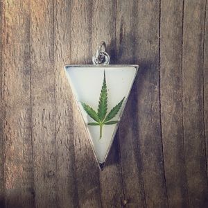 Real Cannabis Leaf Necklace